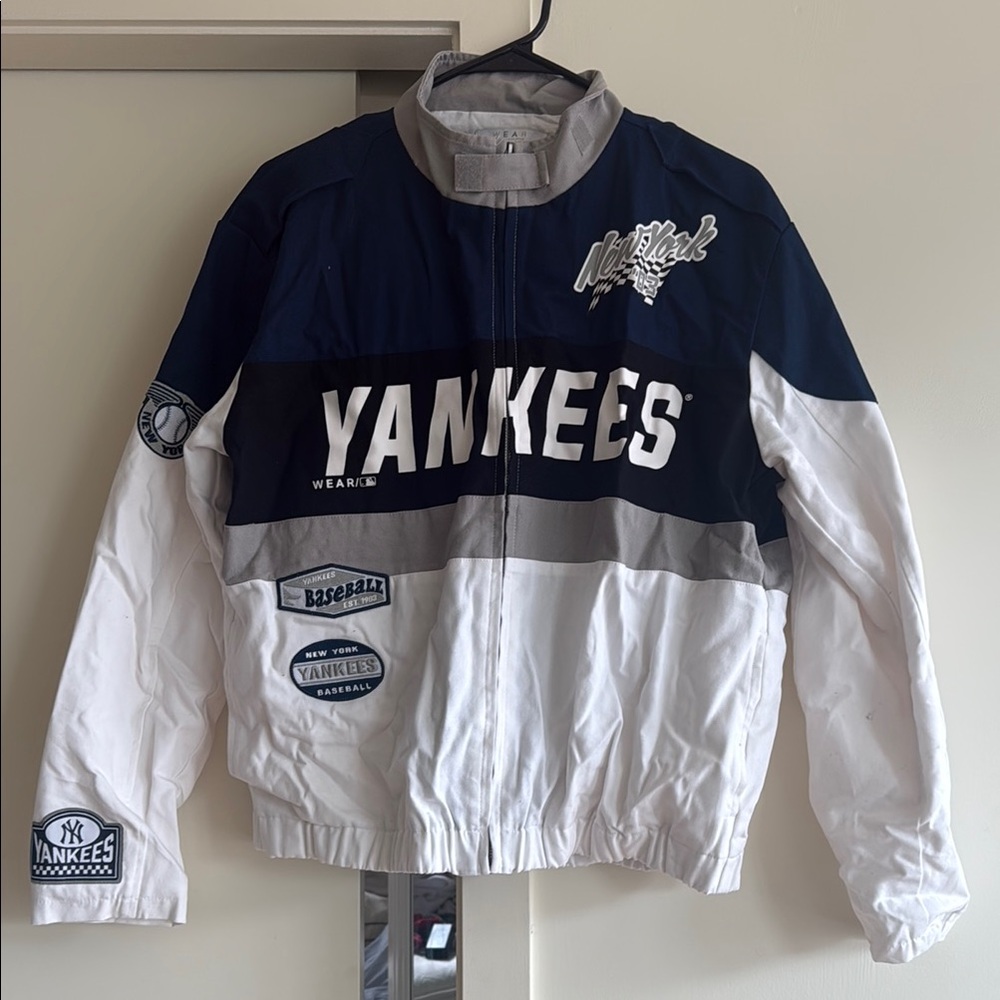 Yankees Women's Varsity Jacket - Navy, Gray, and White
